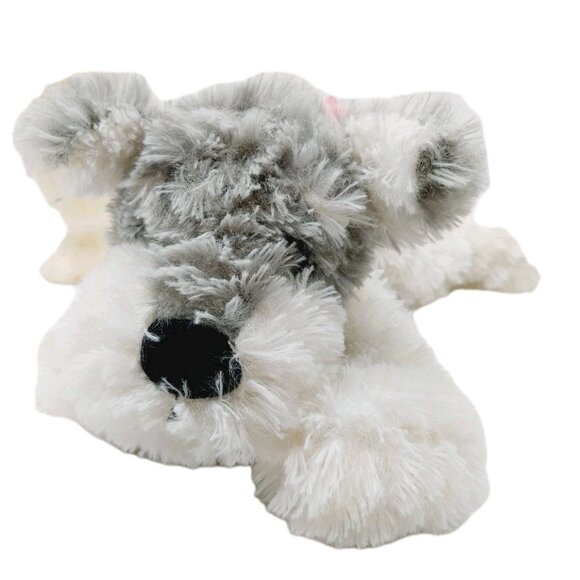 Schnauzer Puppy Dog Plush Gray White Stuffed Animal Pink Heart Bow Inter America - Picture 1 of 7